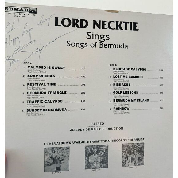 LP Lord Necktie Sings Songs of Bermuda (Edmar ELPS 1162) Canada - Signed - Picture 4 of 9
